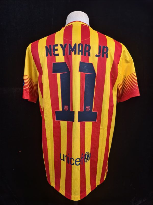 FC Barcelona 2013-2014 Away Senyera Retro Jersey – NEYMAR JR #11 (Yellow/Red / Short Sleeve)