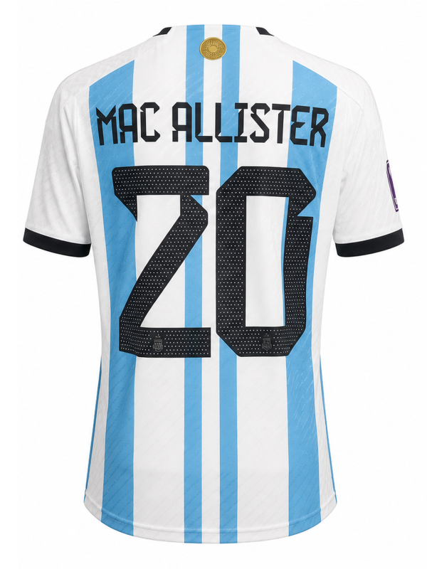 Argentina National Team 2022 3-Star Home Fan Version Jersey – MAC ALLISTER #20