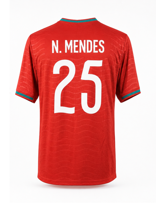 Portugal National Team 2025 Home Fan Version Jersey – N. MENDES #25